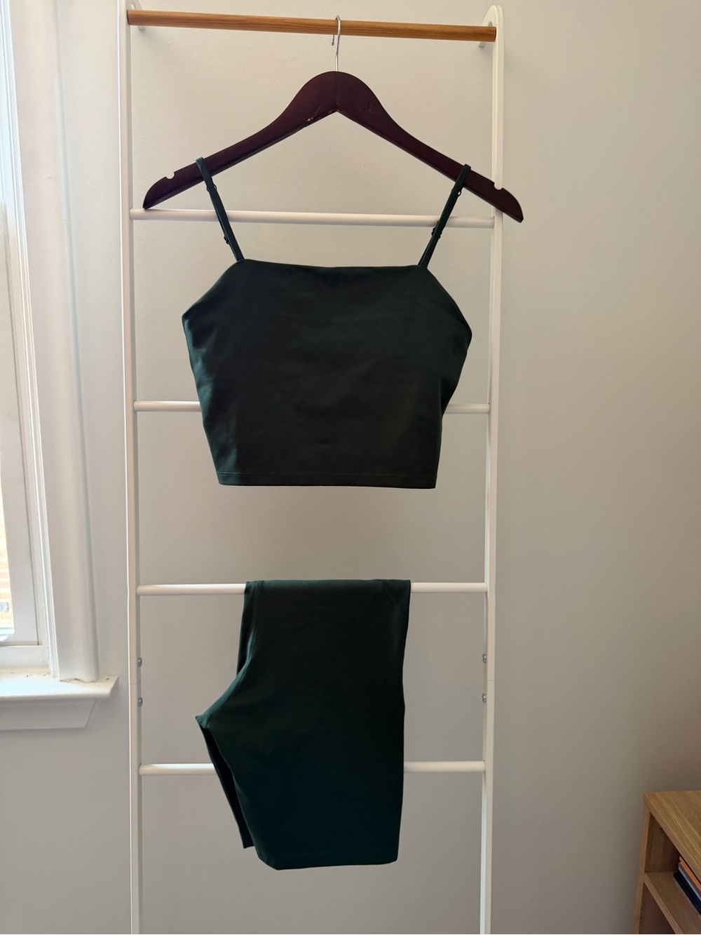 girlfriend collective Dark Green Crop Top & High-Waist short Set